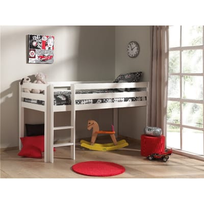 LUCEVI - Pino Halfhoogslaper met Ladder 90x200cm - Wit - H115CM