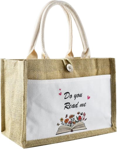 Dailygoods- Jute Tas Gepersonaliseerd - Boodschappentas - Handtas - Opbergcapaciteit - 32 x 21 x 12 cm - Geschikt voor dagelijkse voorwerpen