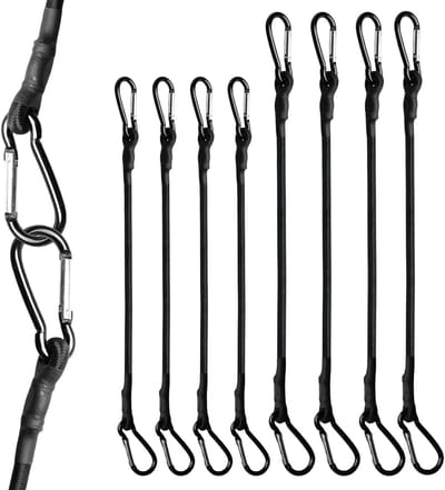 Set van 8 Verstelbare Tension Rubber Expander met Carabiner Haak voor Camping, Fietsen en Auto - 4 x 60 cm en 4 x 100 cm