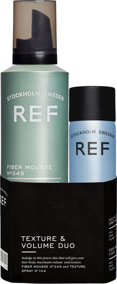 REF Stockholm - Fiber Mousse Texture & Volume Duo Set - Fiber Mousse 250ml + Texture Spray 75ml - Voor ideale textuur en volume voor elke haarstijl - Geschikt voor alle haartypen en perfect voor krullen