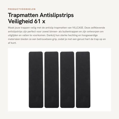 Dailygoods- Trapmatten Antislip - 4 Stuks - Zelfklevend - PVC - Zwart - 61x15cm - Verbeterde Veiligheid - Antislipstrips