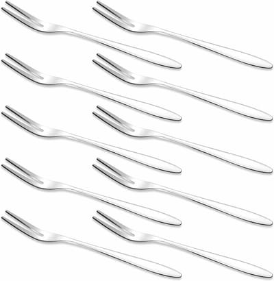 Set van 10 Stuks Mini Appetizer Forks van RVS - Ideaal voor Salades, Taarten en Desserts - Perfect voor Feesten, Bruiloften en Cafés