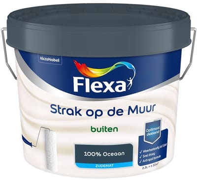 Flexa - Strak Op De Muur Buiten Zijdemat - 100% Oceaan - Mengverf - 2,5 L