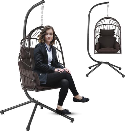 VELTRR® Egg Hangstoel - Hangstoel met Standaard - Chair voor Binnen en Buiten