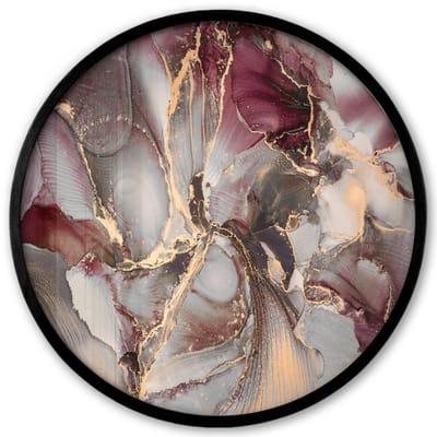 Poster in lijst Rond - Fotolijst 40x40 cm - Posters - Goud - Marmer - Paars - Ronde posterlijst zwart - Decoratie - Wanddecoratie woonkamer - Muurdecoratie slaapkamer