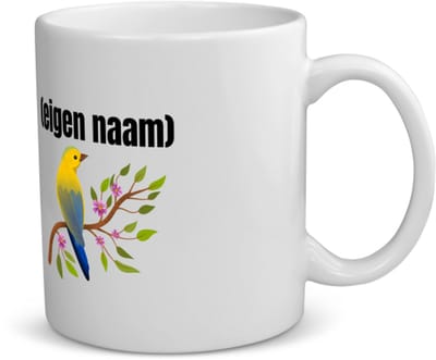 Akyol - vogel in een boom met eigen naam koffiemok - theemok - Vogels - dieren liefhebber - iemand die houdt van vogels - verjaardag - cadeau - kado - geschenk - 350 ML inhoud