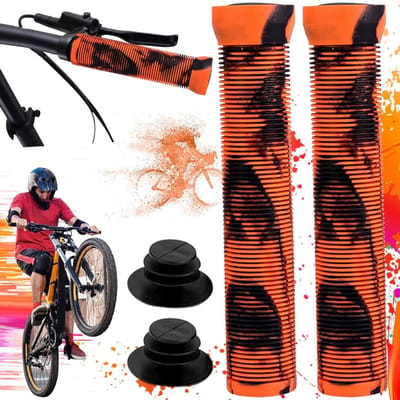 Comfortabele en Antislip Fietshandvatten - Silicone Handgrepen voor MTB, BMX en Mountainbikes - Ergonomische 22mm Universele Fietshandgrepen in Oranje en Zwart