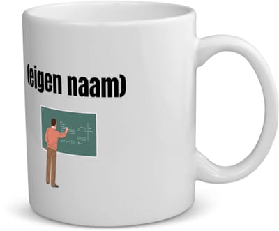 Akyol - docent met krijtbord met eigen naam koffiemok - theemok - Docent - meesters of juffen - collega's - verjaardag - afscheidscadeau - geschenk - kado - 350 ML inhoud