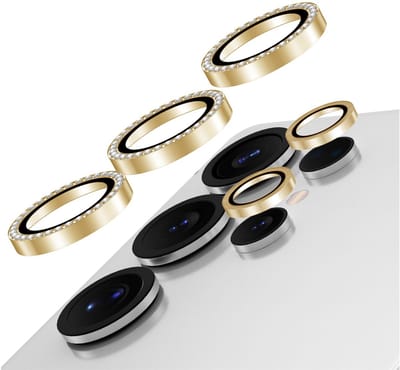 AVY Camera Lens Protector Rings | Geschikt voor Samsung Galaxy S25 Ultra | Camera Lens Protector Glas | Schokbestendig | Krasbestendig | met Applicator | Diamant Goud