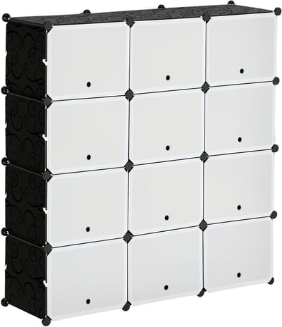 HOMCOM-Regalsystem-PP, Stahl-125L x 32B x 125H cm-Schwarz+Weiß