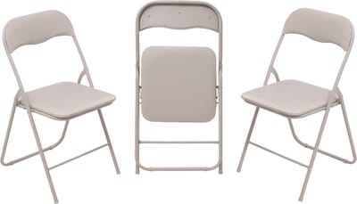 5Five Klapstoel met pvc zitting - 3x - beige - 44 x 48 x 79 cm - metaal - Bijzet stoelen - Inklapbaar