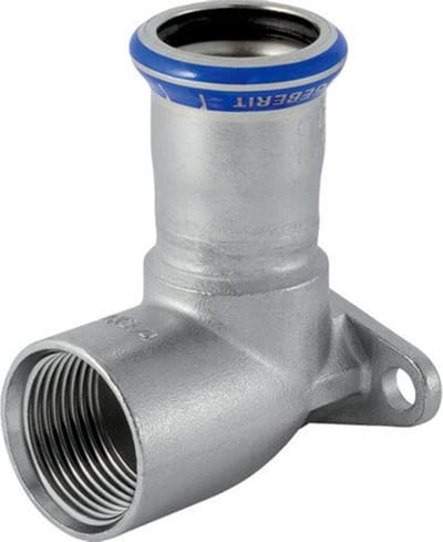 Geberit Mapress persfitting inox water muurplaat 90 met binnendraad pers F 1812F