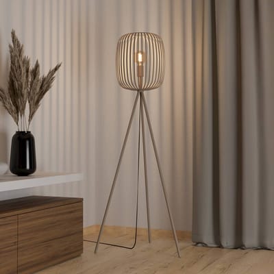 EGLO Vloerlamp Romazzina, beige, hoogte 141 cm, metaal, E27