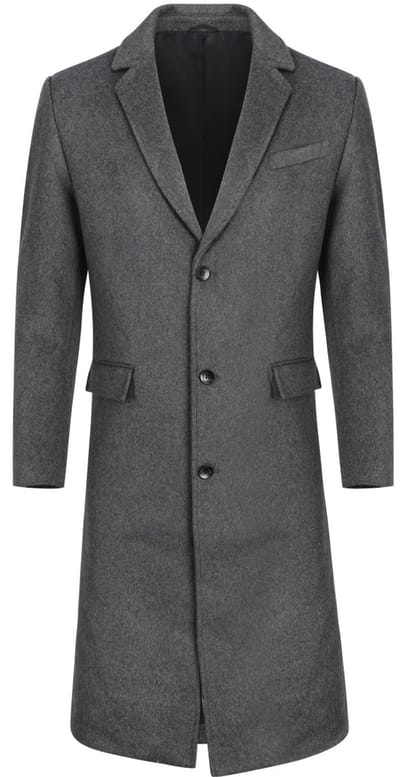 ALLTHEMAN Heren Effen Lange Winterjas tot over de Knie - Wollen Slank fit Warm Jasje - XS