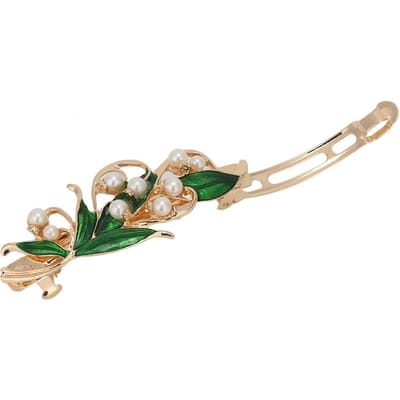 Femmes Faux Perle Vert Motif Floral Accessoires Cheveux Épingle à Cheveux Décoration Bijoux Épingle à Cheveux beige