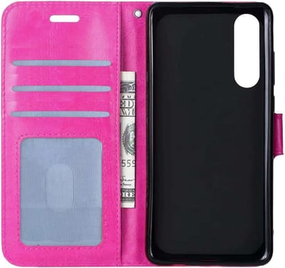 Hoesje - Geschikt voor Samsung Galaxy A50 - Luxe Bookcase - Walletcase Hoes - Portemonnee - Cover - Telefoonhoes - Donkerroze
