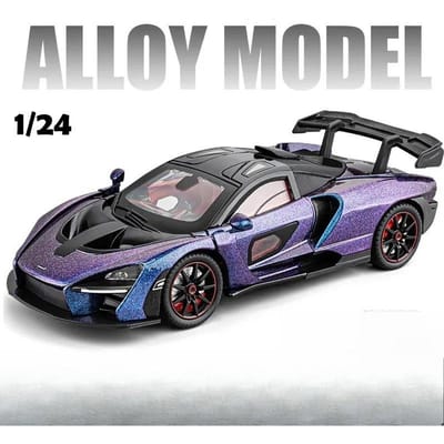 Simulation1:Modèle de Super Voiture Senna en Alliage Échelle 1/24 Avec Son Lumière Enfant Garçon Véhicule Jouet Moulé sous Pression Cadeau Collection Miniature