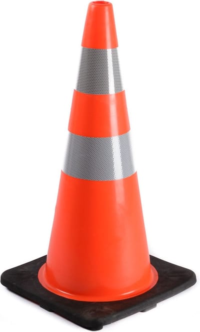 Rubbermagazijn - Verkeerskegels - Per 2 stuks - 71cm hoog - Oranje met reflectie