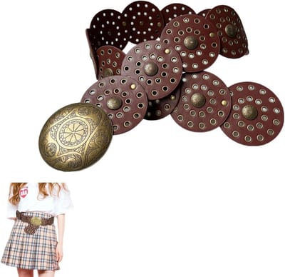 Boho Concho Leren Ceintuur voor Vrouwen, Brede Schouderriem voor Jurken en Jeans, Stijlvol Accessoire