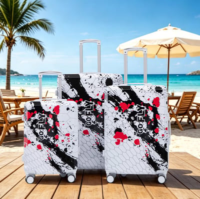 HAUSS SPOLE Kofferset – 3-Delig 20 24 28 Inch – Hardcase PC – Zwart – Met Cijferslot En 4 Spinnerwielen Voor Korte En Lange Reizen