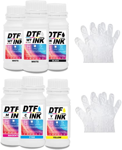 Creatorally DTF inkt set - 6pcs - DTF transfer inkt voor textielbedrukking - thermische transfer voor DTF-printers - DTF overdracht - 5 kleuren - Per fles 250 ml