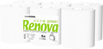 Papieren Rol - Keukenrol - Huishoudelijk Gebruik - Ecolabel Gecertificeerd - 6 Rollen 115m - Wit