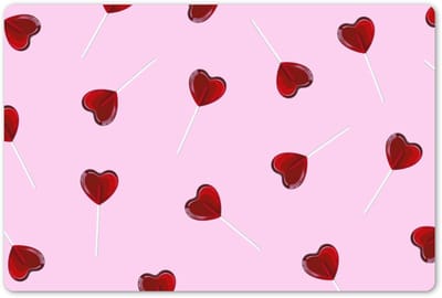 Placemats 45x30 cm - Placemat kunststof - 1 stuk - Roze - Hart - Lolly - Snoep - Borden onderleggers - Decoratie voor op tafel - Keuken tafeldecoratie accessoires - Vinyl onderlegger - Tafelversiering