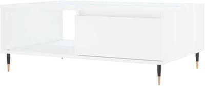 Salontafel - Bijzettafel banktafel - Woonkamer inrichten - Met opbergvakken - 90x60x35 cm - Wit