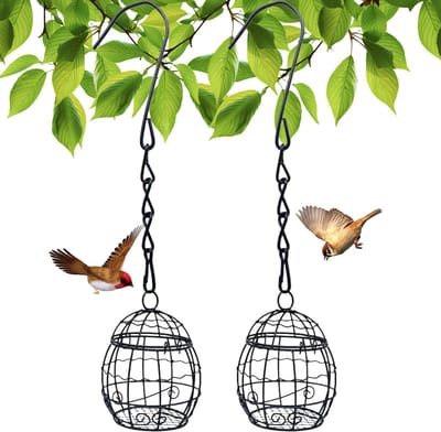 Solidchoice - Set van 2 Zwarte Vetballen Voederhouders voor Vogels met Haken