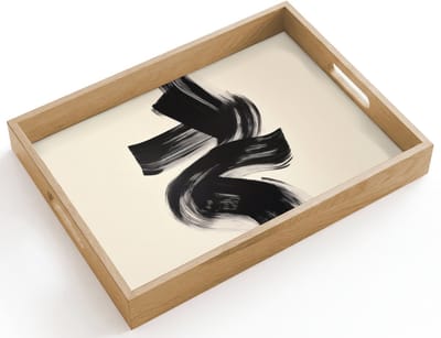 Dienblad hout 40x30 cm - Schootdienblad - Strepen - Zwart - Abstract - Borrelplank rechthoek - Plateau dienbladen