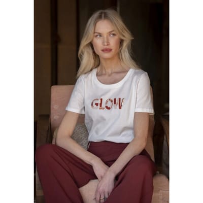 Geisha t-shirt glow 62084-41 10 off-white/light pink