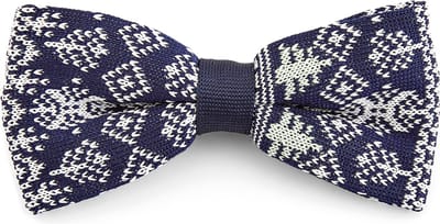 Blauw met Wit Gebreide Kerstvlinderdas