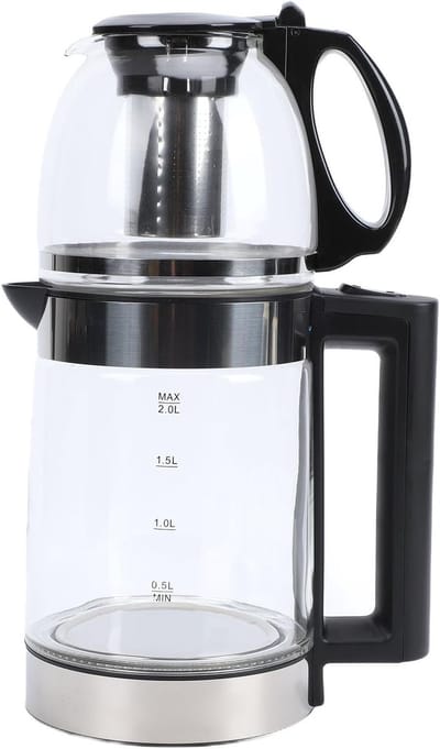 Elektrische Theemaker - Theeapparaat Ketel - Snel Thee Zetten - Dubbele Capaciteit - 0.8L 2L - Zilver
