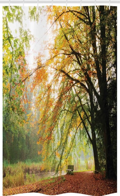 ABAKUHAUS Wald douchegordijn – 120×180 – Polyester, waterafstotend – groen-oranje