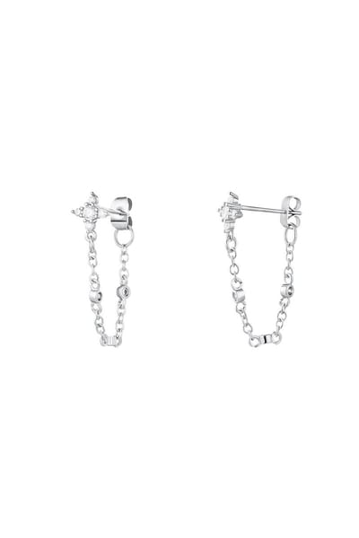 Oorbellen met kettinkje - Sparkle collectie Zilver Koper