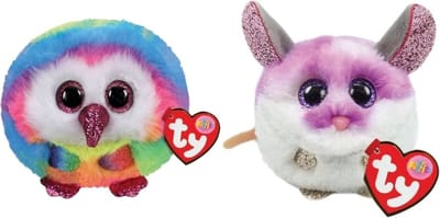 Ty - Knuffel - Teeny Puffies - Owel Owl & Colby Mouse