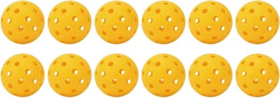 Pickleballs Outdoor Set - 40 Gaten Ballen - Sport Praktijk - Hoge Elasticiteit - 12 Stuks - Geel
