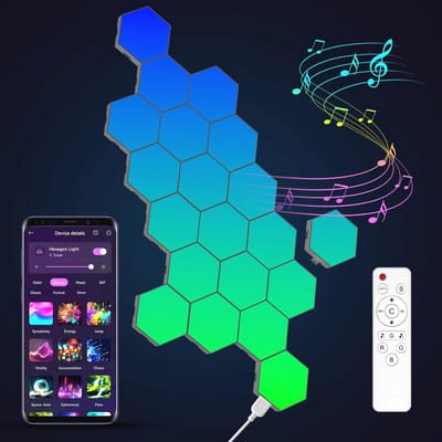 Hexagon RGB LED Wandlamp - 20 Stuks - Muziek Sync - Decoratieve Gaming Verlichting