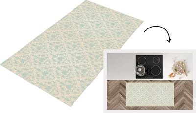 Keukenloper - Loper keuken - Damast - Vintage - Pastel - Design - 120x60 cm - Keukenloper vinyl
