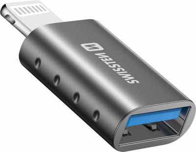 Swissten USB-A naar Lightning Adapter - Converter - Geschikt voor iPhone 7/8/X/11/12/13/14 - Grijs