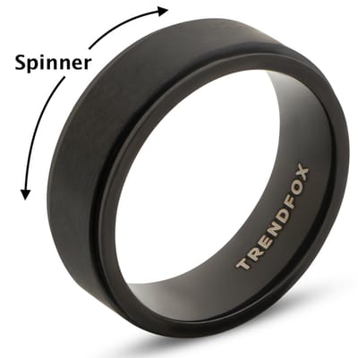 Fidget Ring - Spinner - Anxiety Ring - Zwart - Staal - Papa Cadeau Voor Mannen - Vaderdag