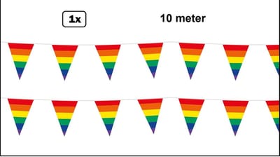 Vlaggenlijn Regenboog 10 meter - Meerkleurig - pride fun zomers thema feest vrolijk verjaardag festival