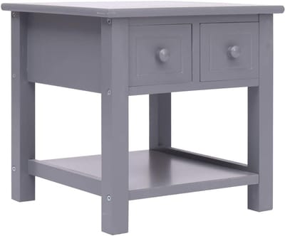 Bijzettafel - Salontafel nachtkastje - Decoratief opbergen - Twee laden bodemplank - 40 x 40 x 40 cm - Grijs