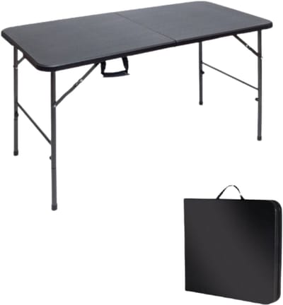 BRASQ Inklapbare Vouwtafel Zwart - 120x60x74cm - Campingtafel - Klaptafel - Inklapbaar - Weerbestendig