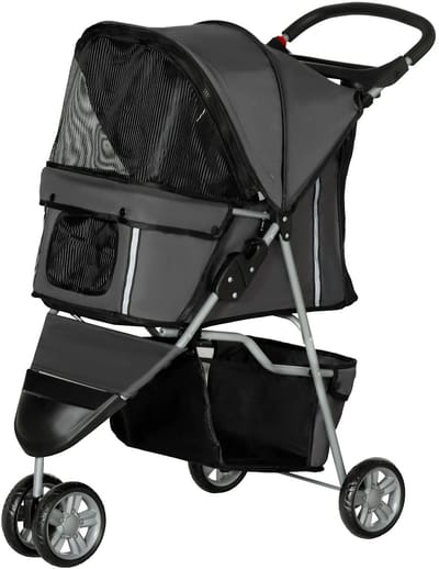 Honden buggy Zwart Hondenwandelwagen dieren transport
