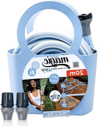 Uittrekbare Tuinslang - Waterslang Flexibel - Tuin Bewatering - Drinkwater Gecertificeerd - 20 Meter - Pastel Blauw