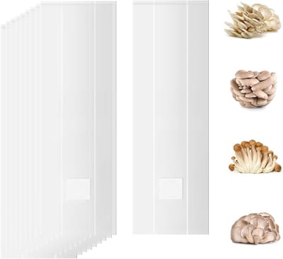 10 Stuks Doorzichtige Ademend Substraatzakken voor Mycologie, 20x45cm, Ideaal voor Tuinplanten en Kweekaccessoires