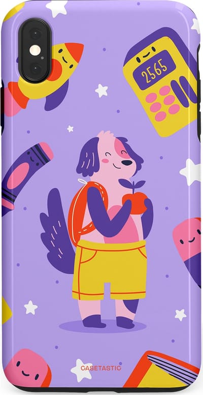Casetastic hoesje geschikt voor Apple iPhone XS Max - Dubbellaagse bescherming - Tussen boeken en sterren - Fashion Case - Lavendel Geel