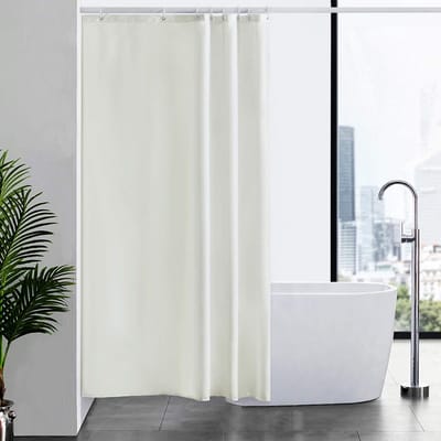 Douchegordijn Beige Anti Schimmel Polyester Stof Waterdicht Douche Gordijnen Wasbaar Textiel voor Badkuip of De Badkamer 8 Douchegordijnhaken 120x200cm.