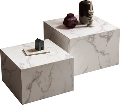 Salontafel set Esma Wit - MDF - Vierkant - 58x58cm - Hoogte 40 cm
